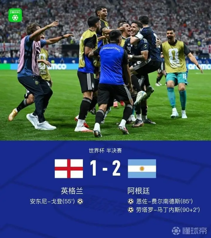 阿根廷2-1逆转英格兰,劳塔罗绝杀晋级决赛